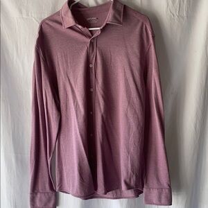 UNTUCKit Men's Casual Red Long Sleeve‎ Pique Polo Button Down Shirt